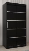 Schiebetürenschrank / Kleiderschrank Jan 01A, Farbe: Schwarz - Abmessungen: 200 x 100 x 62 cm ( H x B x T)