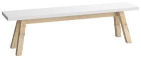Bank Minnea 36, Farbe: Weiß / Eiche - Abmessungen: 46 x 170 x 36 cm (H x B x T)