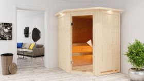Sauna "Eetu" mit bronzierter Tür und Kranz - Farbe: Natur - 165 x 165 x 202 cm (B x T x H)