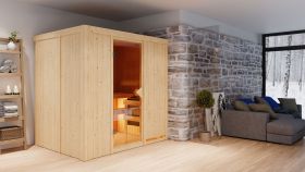 Sauna "Veli" mit bronzierter Tür - Farbe: Natur - 196 x 151 x 198 cm (B x T x H)