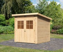 Gartenhaus mit Pultdach und Doppelflügeltür, Farbe: Natur, Grundfläche: 4,45 m²