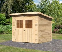 Kleines Gartenhaus mit Pultdach, Farbe: Natur, Grundfläche: 5,07 m²