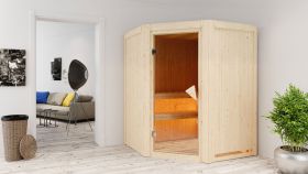 Sauna "Eetu" SET mit Ofen BIO 9 kW Edelstahl - 151 x 151 x 198 cm (B x T x H)