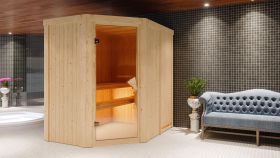 Sauna "Mika" SET mit Ofen externe Steuerung easy 9 kW Edelstahl - 151 x 196 x 198 cm (B x T x H)