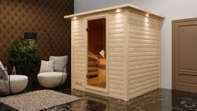 Sauna "Jonna" SET mit bronzierter Tür und Kranz mit Ofen externe Steuerung easy 9 kW Edelstahl - 224 x 210 x 206 cm (B x T x H)