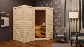 Sauna "Tjara 1" SET mit Ofen externe Steuerung easy 9 kW Edelstahl - 193 x 184 x 209 cm (B x T x H)