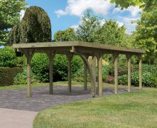 Einzelcarport Classic 3 mit PVC-Dach Variante B SET inkl. einem Einfahrtsbogen, Farbe: Natur KDI, Grundfläche:  21,21 m²