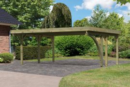 Doppelcarport Classic 1 PVC-Dach Variante B SET mit 1 Einfahrtsbogen, Grundfläche 25,9 m²