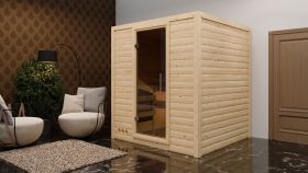 Sauna "Jonna" mit graphitfarbener Tür - Farbe: Natur - 196 x 196 x 200 cm (B x T x H)
