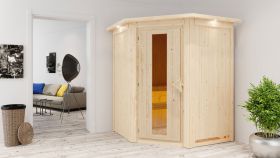 Sauna "Eetu" mit Energiespartür und Kranz - Farbe: Natur - 165 x 165 x 202 cm (B x T x H)