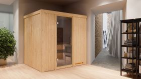 Sauna "Eemil" SET mit graphitfarbener Tür - Farbe: Natur, Ofen BIO 9 kW - 196 x 170 x 198 cm (B x T x H)