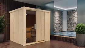 Sauna "Aleksi" mit graphitfarbener Tür - Farbe: Natur - 196 x 196 x 198 cm (B x T x H)
