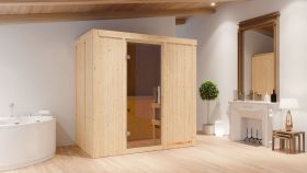Sauna "Eeli" mit graphitfarbene Tür - Farbe: Natur - 196 x 118 x 198 cm (B x T x H)