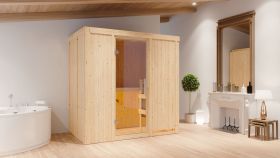 Sauna "Eeli" SET mit Klarglastür & Ofen externe Steuerung easy 9 kW - 196 x 118 x 198 cm (B x T x H)