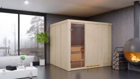 Sauna "Toivo" SET mit Klarglastür & Ofen BIO 9 kW - 231 x 196 x 198 cm (B x T x H)