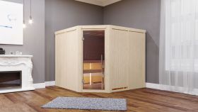 Sauna "Samu" SET mit Klarglastür & Ofen 9 kW - 231 x 196 x 198 cm (B x T x H)