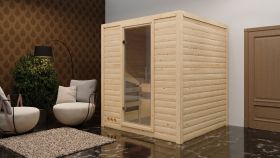 Sauna "Jonna" mit Klarglastür - Farbe: Natur - 196 x 196 x 200 cm (B x T x H)