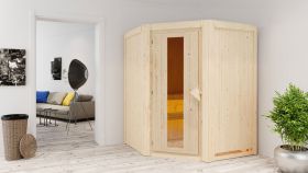 Sauna "Loran" mit Energiespartür - Farbe: Natur - 151 x 151 x 198 cm (B x T x H)
