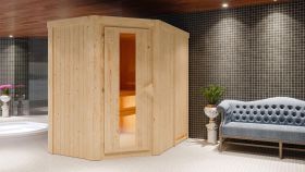 Sauna "Ole" mit Energiespartür - Farbe: Natur - 151 x 196 x 198 cm (B x T x H)