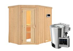 Sauna "Ole" SET mit Energiespartür und Ofen BIO 3,6 kW - 151 x 196 x 198 cm (B x T x H)