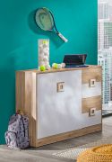 Kinderzimmer - Kommode Fabian 08, Farbe: Eiche Hellbraun / Weiß - 93 x 120 x 40 cm (H x B x T)
