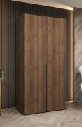Drehtürenschrank mit Soft-Close-Funktion | Farbe: Walnuss | 1 Meter breit | eine Kleiderstange | Kleiderschrank | Griffe: Schwarz | ein Fach