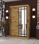 Kleiderschrank | Farbe: Eiche Artisan | 1 Spiegeltür | 120 x 62 x 200 cm | 2 Kleiderstangen | Moderne Details | 5 Fächer | Zuverlässiges Gleitsysteme