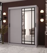 Schiebetürenschrank | Kaschmir | dekorative Spiegeltür | 150 x 62 x 200 cm | 5 Fächer | 2 Kleiderstangen | Schiebetürenschrank | Elegante Ausführung