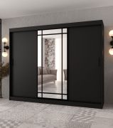 Schiebetürenschrank | dekorative Spiegeltür | Farbe: Kaschmir | 2 Kleiderstangen | Kleiderschrank | 10 Fächer | 250 x 62 x 200 cm | Langlebig und Widerstandsfähig