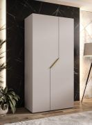 Kleiderschrank / Drehtürenschrank | Farbe: Kaschmir | 1 Meter breit | 1 Fach | 1 Kleiderstange | Griffe: Gold | Maße: 100 x 52 x 202 cm | Soft-Close-Funktion | ABS
