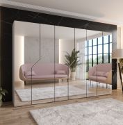 Drehtürenschrank | Farbe: Kaschmir | Soft-Close-Funktion | Griffe: Kaschmir | 3 Fächer | 3 Kleiderstangen | Maße: 300 x 52 x 202 cm | ABS | Kleiderschrank