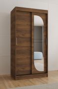 Schiebetürenschrank | 1 Spiegeltür | Farbe: Walnuss | 1 Meter breit | fünf Fächer | zwei Kleiderstangen | Kleiderschrank | für Schlafzimmer