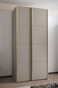 Kleiderschrank / Schiebetürenschrank | 2 Schiebetüren | 245,5 x 110 x 64 cm | 6 Fächer | 6 Einlegeböden | 2 Kleiderstangen | Farbe: Kaschmir | Soft-Close