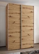 Kleiderschrank / Schiebetürenschrank | 245,5 x 150 x 64 cm | 2 Kleiderstangen | 2 Schiebetüren | 6 Einlegeböden | Soft-Close | Farbe: Eiche Artisan