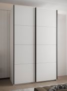 Kleiderschrank / Schiebetürenschrank | 2 Kleiderstangen | 2 Schiebetüren | 6 Einlegeböden |245,5 x 150 x 64 cm | 6 Fächer | Soft-Close | Farbe: Weiß