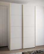 Kleiderschrank / Schiebetürenschrank | ABS-Kantenschutz | 245,5 x 160 x 64 cm | 11 Fächer | 2 Kleiderstangen | 2 Schiebetüren | Farbe: Weiß | Soft-Close