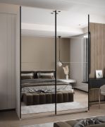 Kleiderschrank / Schiebetürenschrank | 2 Schiebetüren | 2 Kleiderstange | 11 Fächer | 10 Einlegeböden |245,5 x 170 x 64 cm | Farbe: Weiß | Soft-Close