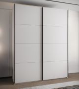 Kleiderschrank / Schiebetürenschrank | 245,5 x 200 x 64 cm | 10 Einlegeböden | 11 Fächer |2 Kleiderstangen | 2 Schiebetüren | Farbe: Weiß | Soft-Close