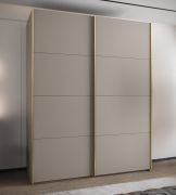 Kleiderschrank / Schiebetürenschrank | 11 Fächer | 245,5 x 200 x 64 cm | 10 Einlegeböden | 2 Kleiderstangen | 2 Schiebetüren | Farbe: Kaschmir |Soft-Close