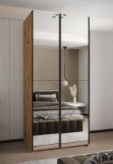 Kleiderschrank / Schiebetürenschrank | 2 Kleiderstangen | 245,5 x 100 x 64 cm | 6 Einlegeböden | 6 Fächer | 2 Schiebetüren | Farbe: Eiche Artisan