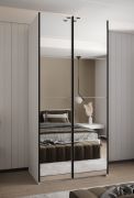 Kleiderschrank / Schiebetürenschrank | Soft-Close | 2 Schiebetüren | 2 Kleiderstangen| 6 Fächer | 6 Einlegeböden | 245,5 x 110 x 64 cm | Farbe: Weiß