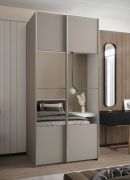 Kleiderschrank / Schiebetürenschrank | Farbe: Kaschmir | 245,5 x 100 x 64 cm | Soft-Close | Spiegel | 2 Schiebetüren | 2 Kleiderstangen | 6 Fächer
