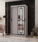 Schiebetürenschrank / Kleiderschrank | Kaschmir | 5 Fächer | 2 Kleiderstangen | schmal | 100 x 62 x 200 cm | dekorative Spiegeltür | für Schlafzimmer