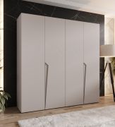 Drehtürenschrank | 4-Türig | Farbe: Kaschmir | 2 Fächer | Soft-Close-Funktion | 2 Kleiderstangen | Griffe: Kaschmir | Maße: 200 x 52 x 202 cm | Kleiderschrank | ABS-Kanten