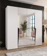 Drehtürenschrank | 2 Spiegeltüren | Farbe: Weiß | 2 Fächer | Soft-Close | 2 Kleiderstangen | Griffe: Schwarz | Maße: 200 x 52 x 202 cm | Kleiderschrank | ABS-Kanten