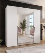 Drehtürenschrank | 2 Spiegeltüren | Farbe: Weiß | 2 Fächer | Soft-Close | 2 Kleiderstangen | Griffe: Kaschmir | Maße: 200 x 52 x 202 cm | Kleiderschrank | ABS-Kanten