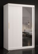 Eleganter Kleiderschrank mit fünf Fächern Balmenhorn 77, Farbe: Weiß matt - Abmessungen: 200 x 120 x 62 cm (H x B x T), mit einer Spiegeltür