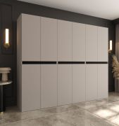 Drehtürenschrank | Kaschmir | 12 Drehtüren | 9 Fächer | 3 Kleiderstangen | 270 x 52 x 203 cm | hochwertig Verarbeitet | Soft-Close Funktion | Kleiderschrank