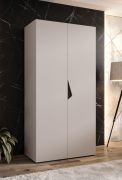 Drehtürenschrank / Kleiderschrank | 1 Meter breit | ABS-Kantenschutz | Griffe: Schwarz | Farbe: Kaschmir | Maße: 100 x 52 x 202 cm | für Schlafzimmer