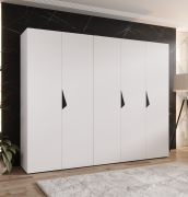 Kleiderschrank | 5-Türig | Farbe: Weiß | 2,5 Meter breit | Griffe: Schwarz | 3 Kleiderstangen | 3 Fächer | Maße: 250 x 52 x 202 cm | ABS-Kantenschutz